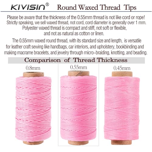 0.55mm Bonded Round Waxed Polyester Thread 76 Yards Each (12 Color)