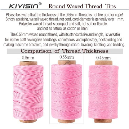 0.55mm Bonded Round Waxed Polyester Thread 76 Yards Each (12 Color)