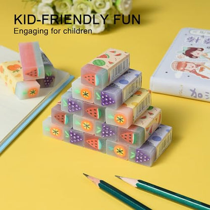 18Pcs Cute Fruit Erasers for Kids Bulk (18 Count)