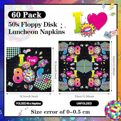 60 Pcs 80s Cocktail Paper Napkins 6.5 x 6.5 Inches (60 Count)