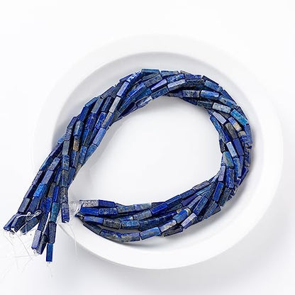 Natural Lapis Lazuli Rectangle Tube Beads 4x13mm 38cm (28 Count)