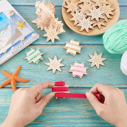 20pcs Embroidery Thread Organizer 2 inch Sewing Thread Winder Wood Bobbins Card Thread Storage Floss Keeper Starfish Shape Thread Holder for Sewing Projects Crochet Needlework Tool