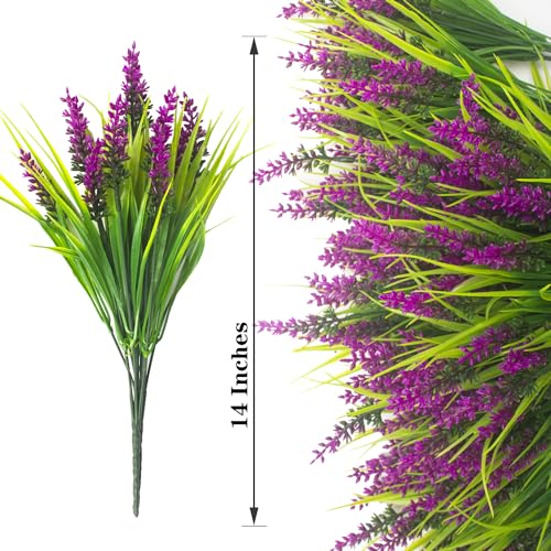 20 Bundles Artificial Plants Outdoor Fake Monkey Grass with Flowers (20 Count)