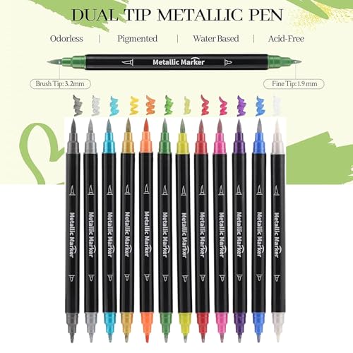 12 Colors Metallic Marker Pens (12 Count)