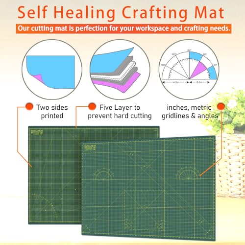 Self Healing Cutting Mat A2 18"x 24" Double Sided Green Mat