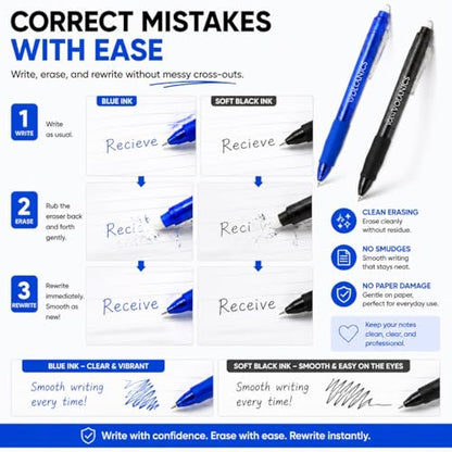 24 Pack Retractable Erasable Gel Pens (24 Count)