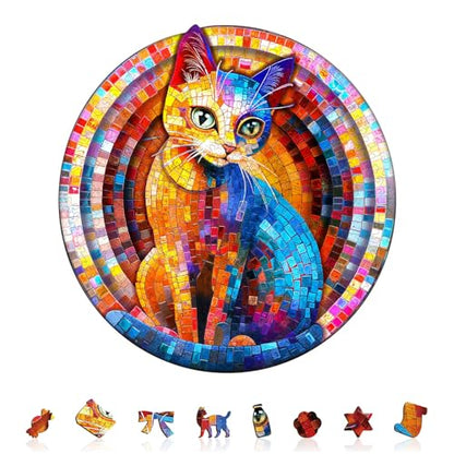 Pixel Cat Puzzles Adults Gifts Wooden 100 Pieces 8.5 * 8.2in