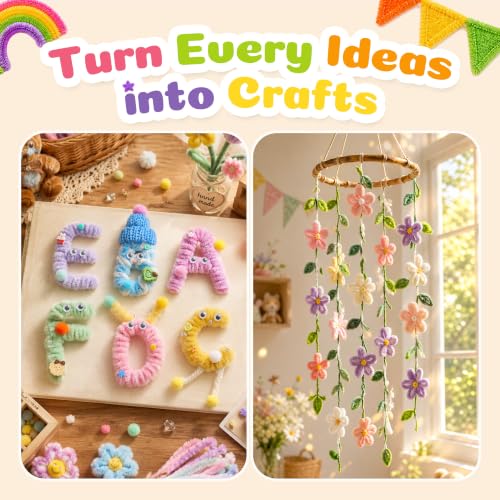 1000 Pieces Pipe Cleaners Bulk Assorted 20 Colors Chenille Stems