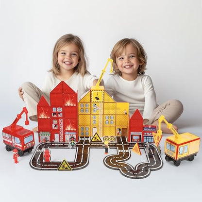 Fire Station Magnetic Tiles Set 60PCS (60 Count)