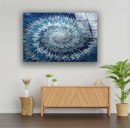 12Wx10H'' Abstract Blue Textured Glass Wall ArtTempered Glass Printing Wall Decor Large Wall Art Wall Hangings