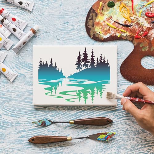 Mountain Tree Stencils for Painting Forest Animal Stencils for Wood Burning (11 Count)