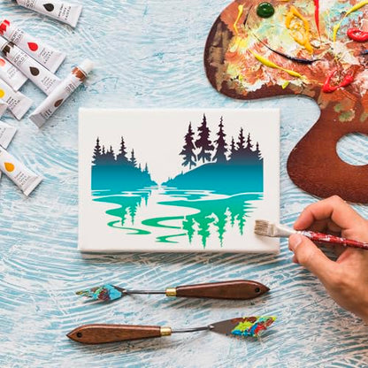 Mountain Tree Stencils for Painting Forest Animal Stencils for Wood Burning (11 Count)