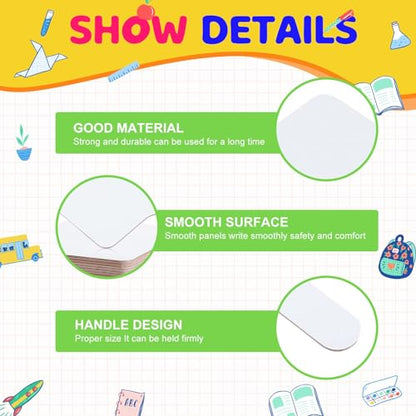 6 Pcs Dry Erase Answer Paddle 7 x 9 Inch Handheld Wooden White Board Double Sided Dry Erase Small Whiteboards for Students Classroom Games Party Auction Paddles for Bidding Meeting Voting (6 Count)