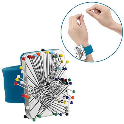 Magnetic Wrist Sewing Pincushion with 100 Pcs 1.5" Pins