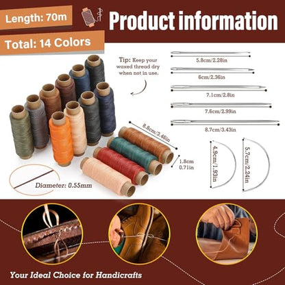Waxed Thread 0.55mm Leather Thread for Stitching (228 Foot)