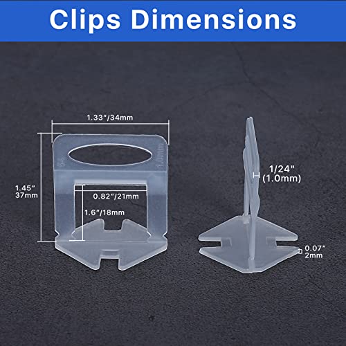 Tile Leveling System Clips Spacers Tile Leveler Clips DIY Tile Leveler Spacers 2100 Pcs 1 (1000 Count)