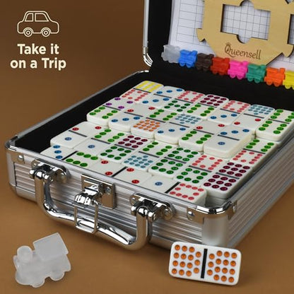 Mexican Train Dominoes Set Double 15 for Adults and Family
