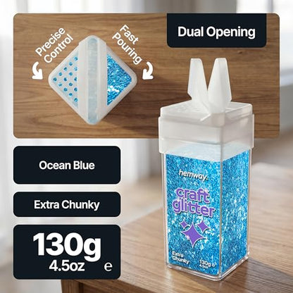 Craft Glitter Shaker Ocean Blue 130g Extra Chunky (3.8 Ounce)