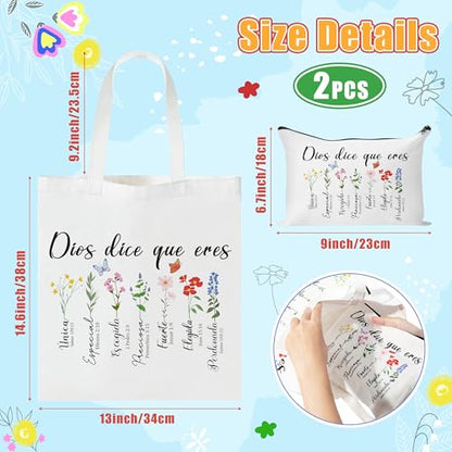Spanish Canvas Tote Bag with 1 Makeup Bag