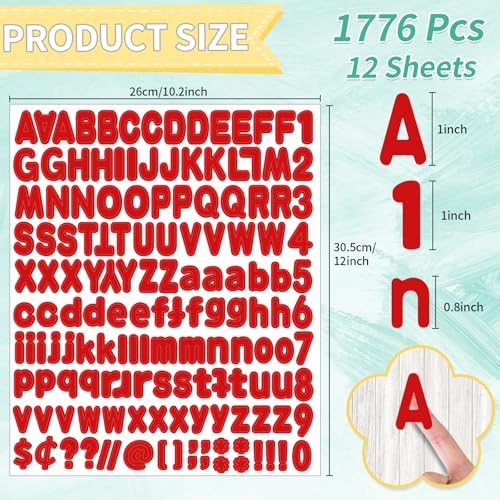 Alphabet Stickers 1'' 12 Red Letter Stickers