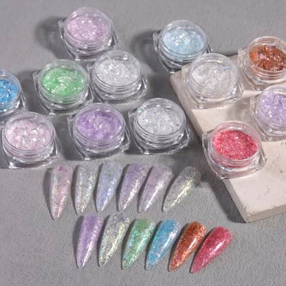 Holographic Nail Art Glitter Iridescent Flakes