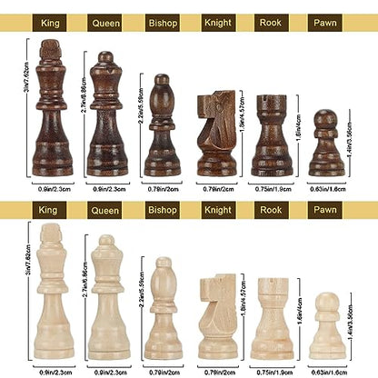 Magnetic Wooden Chess Set for Adults Kids 15'' Chess Board with Handmade Pieces