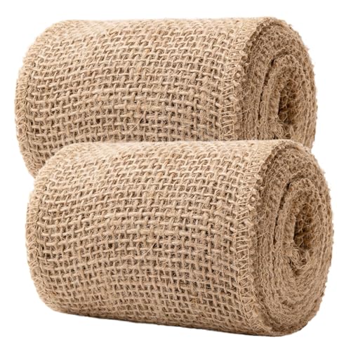 4 Inch Natural Burlap Fabric Roll 10 Yards (2 Count)