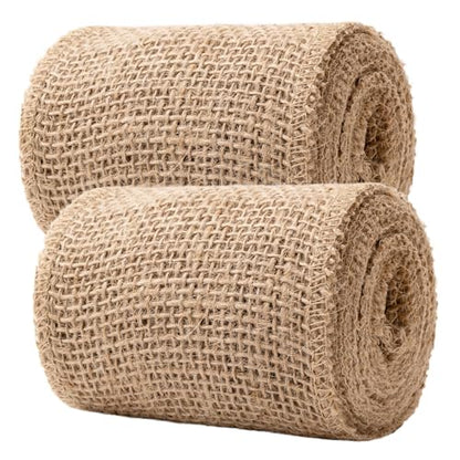 4 Inch Natural Burlap Fabric Roll 10 Yards (2 Count)