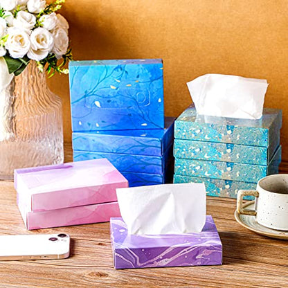 24 Packs 960 Sheets Tissue Cube Car Facial Boxes Disposable Facial Travel Tissues Holder Soft Watercolor Boxes 2 Ply 40 Sheets for Wedding Household Car Kitchen Bathroom (960 Count)