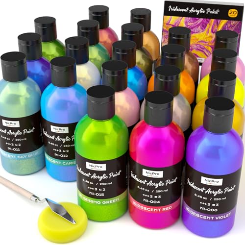 20 Colors Iridescent Acrylic Paint (169 Fl Oz)