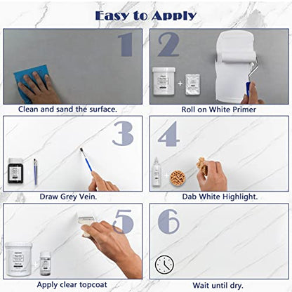 White Marble Countertop Paint Kit for Kitchen Bathroom (35 Fl Oz)