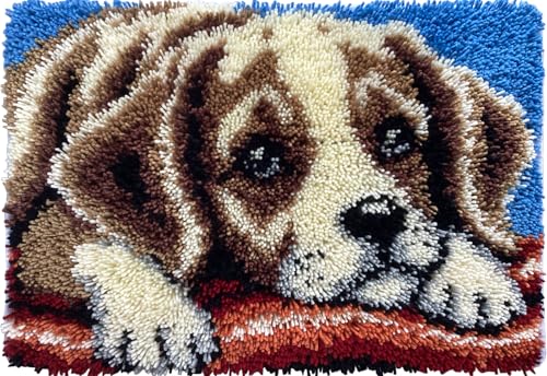 Sleeping Puppy Latch Hook Rug Kit for Adults & Beginners