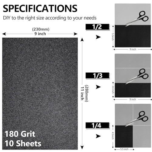 Sandpaper 180 Grit (10 Count)