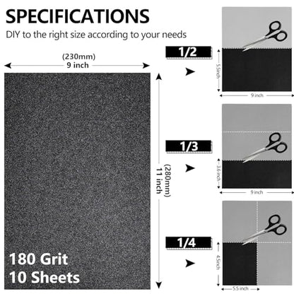 Sandpaper 180 Grit (10 Count)