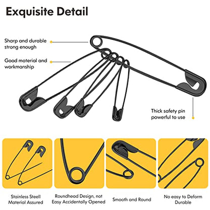 160PCS Black Safety Pins for Clothes (160 Count)