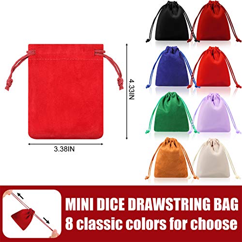 16 Pcs Mini Dice Bags Bulk 8 Colors Suede Velvet Gift Bags 4x3 Inch (16 Count)