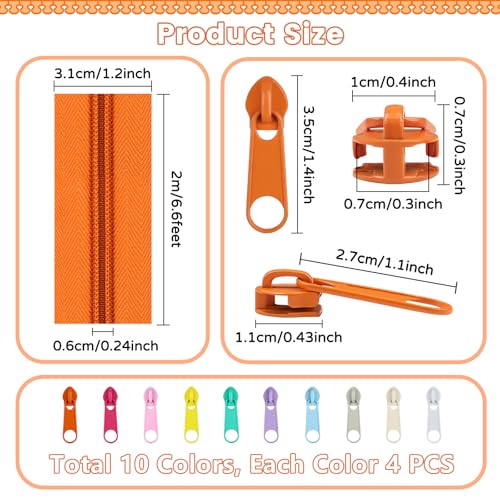 22.2 Yards 20 m 10 Pieces Assorted Colors #5 Nylon Coil Zippers