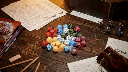 Double Colors Polyhedral Dice Sets with Pouches for D&D DND RPG MTG Dungeon and Dragons Table Board Roll Playing Games D4 D6 D8 D10 D% D12 D20 (42 Count)