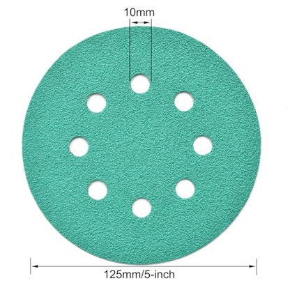 5-Inch 8-Hole Wet Dry Sanding Discs 60 Grit Sandpaper, 50-Pack (50 Count)