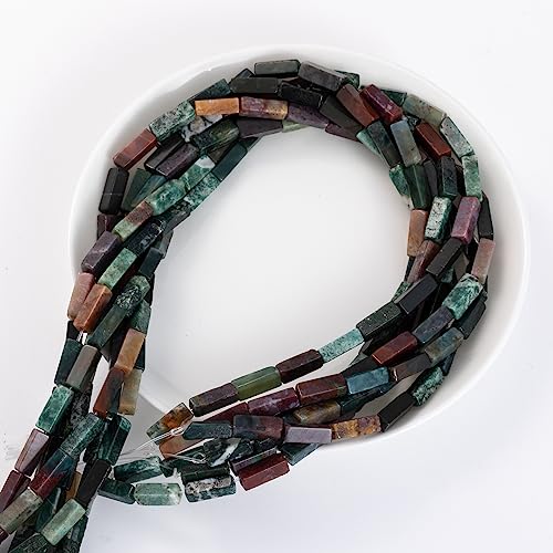 Natural Indian Agate Rectangle Tube Beads 4x13mm 38cm (28 Count)