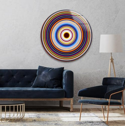10''(25cm) Diameter Colorful Concentric Circles Round Glass Wall Art Tempered Glass Printing Wall Decor Large Wall Art Wall Hangings