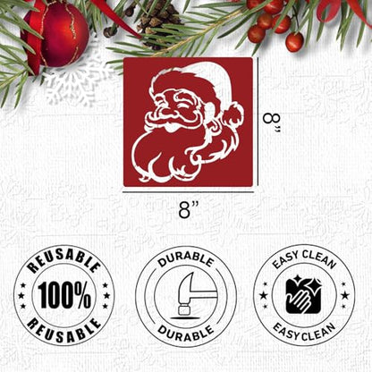 Christmas Stencils for Crafts Reusable 8” Large Christmas Stencil Santa Snowman Gnome Holiday Drawing Templates for Painting on Wood Doormat Fabrics Window Decor (16 Count)