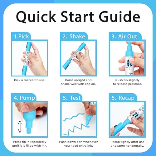 4 Acrylic Dual Tip Blue Paint Marker Pen Metallic