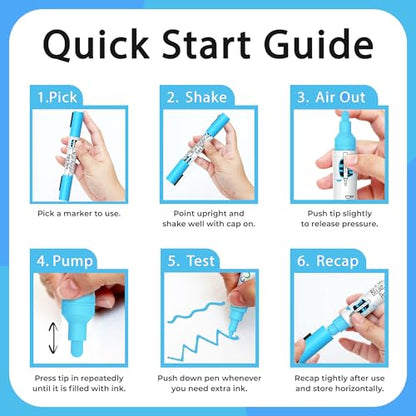 4 Acrylic Dual Tip Blue Paint Marker Pen Metallic