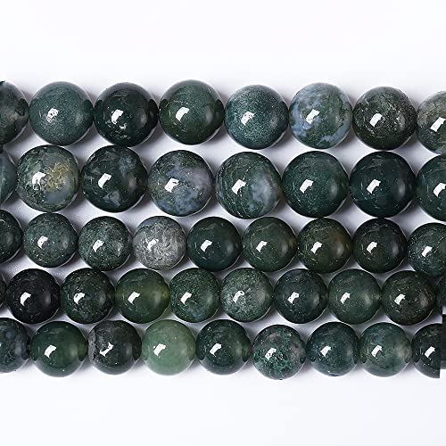 90PCS 4mm Natural Green Moss Agate Beads Gemstone Round Loose Spacer Beads for Jewelry Making DIY Bracelet Necklace Earrings 15" Inch