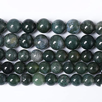 90PCS 4mm Natural Green Moss Agate Beads Gemstone Round Loose Spacer Beads for Jewelry Making DIY Bracelet Necklace Earrings 15" Inch