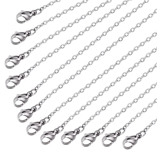 Wholesale 12 PCS Genuine Stainless Steel Cable Chain Necklace Chains