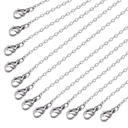 Wholesale 12 PCS Genuine Stainless Steel Cable Chain Necklace Chains