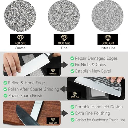 Diamond Sharpening Stone Set & Knife Sharpener Whetstone Kit