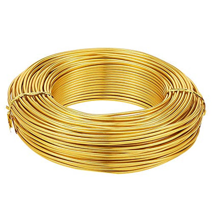 180 Feet 2mm Gold Aluminum Wire Bendable Metal Craft Wire for Beading Sculpting Jewelry Making (180 Foot)